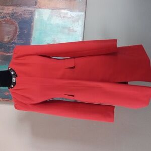 Zara Woman Elegant Long Length Coat Size L Color Red